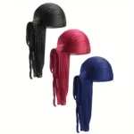 Durag unisex elástico, de satén suave - 3 unidades - Imagen 2