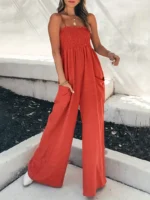 Jumpsuit de tirantes fruncidos