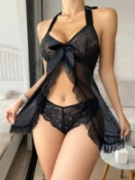 Conjunto de lencería de encaje floral - hilo