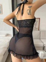 Conjunto de lencería de encaje floral - hilo - Imagen 2