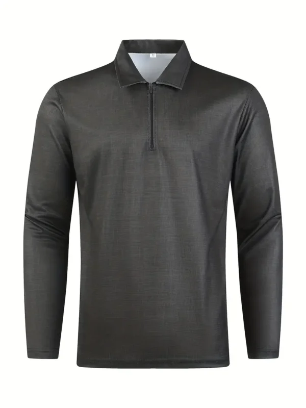 Camisa para hombre con cierre de un cuarto y manga larga - Image 9