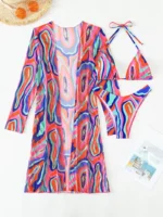 Bikini de estampado de remolino con tirantes al cuello - Imagen 4