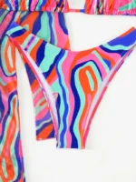 Bikini de estampado de remolino con tirantes al cuello - Imagen 5