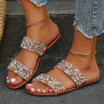 Sandalias de mujer con lentejuelas brillantes - Imagen 2