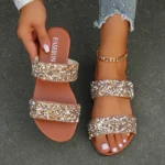 Sandalias de mujer con lentejuelas brillantes