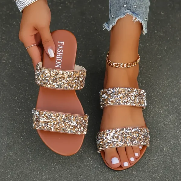 Sandalias de mujer con lentejuelas brillantes