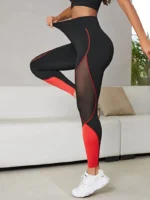 Leggins de fitness con bloques de color y malla de contraste - Imagen 4