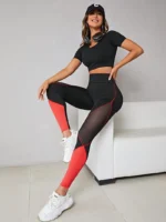Leggins de fitness con bloques de color y malla de contraste - Imagen 5