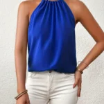 Blusa sin mangas con lazo y cuello halter