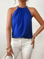 Blusa sin mangas con lazo y cuello halter