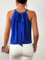 Blusa sin mangas con lazo y cuello halter - Imagen 2