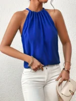 Blusa sin mangas con lazo y cuello halter - Imagen 3