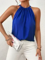 Blusa sin mangas con lazo y cuello halter - Imagen 4