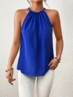Blusa sin mangas con lazo y cuello halter - Imagen 5