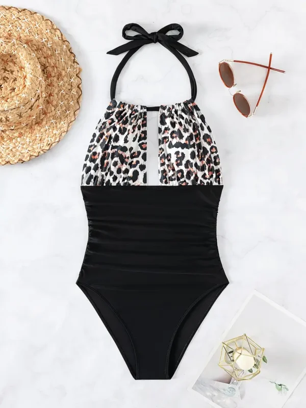 Traje de baño de una pieza con estampado de leopardo - Image 2