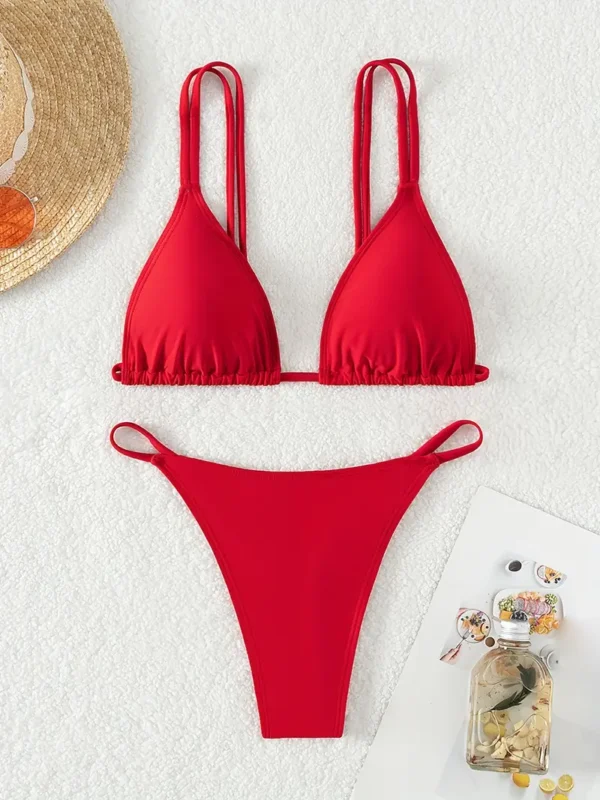 Bikini de dos piezas con tirantes dobles y lazo en la espalda - Image 3
