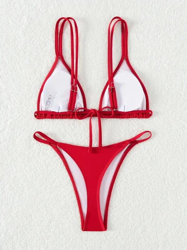 Bikini de dos piezas con tirantes dobles y lazo en la espalda - Image 4
