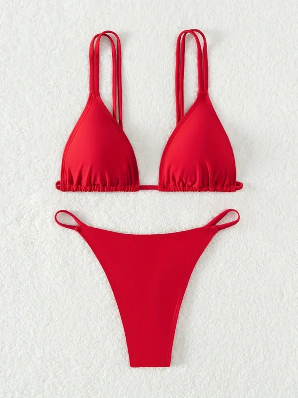 Bikini de dos piezas con tirantes dobles y lazo en la espalda - Image 5