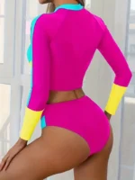 Conjunto de baño de dos piezas con bloque de color y cremallera - Imagen 2