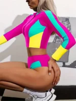 Conjunto de baño de dos piezas con bloque de color y cremallera - Imagen 3