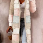 Cárdigan de manga larga y bloques de color