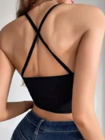 Top de malla de contraste sólido y simple - Imagen 2