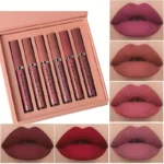 Set de 6 piezas de labiales impermeables de larga duración
