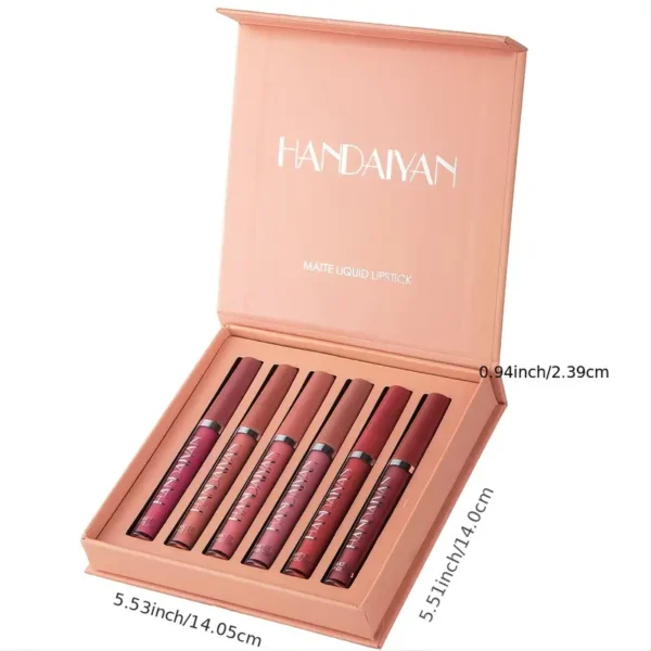 Set de 6 piezas de labiales impermeables de larga duración - Image 3