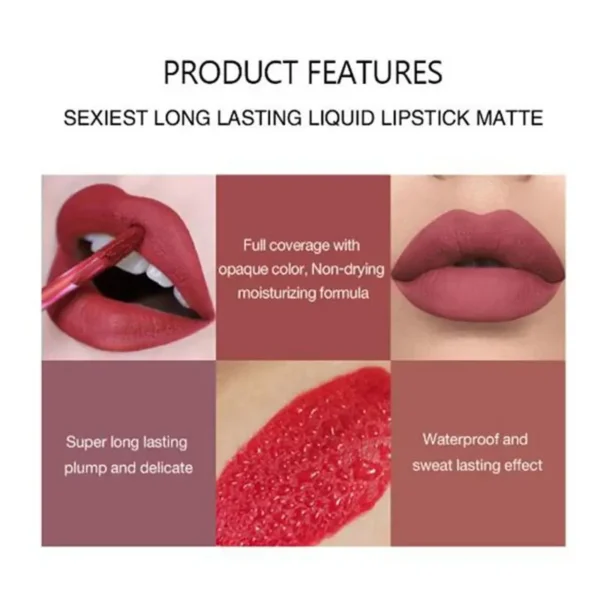 Set de 6 piezas de labiales impermeables de larga duración - Image 5
