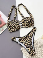 Bikini de 2 piezas con estampado de leopardo y detalles de anillos - Imagen 4