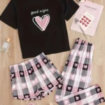Conjunto de pijama estampado con corazones
