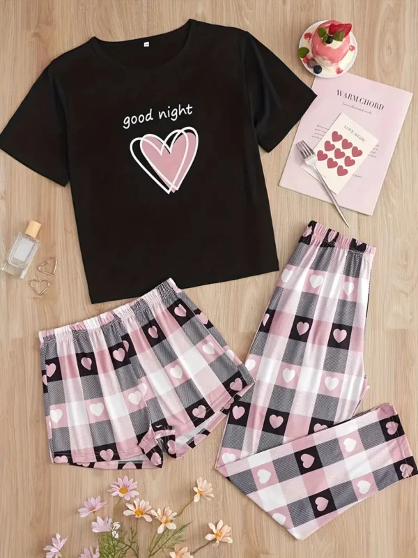Conjunto de pijama estampado con corazones