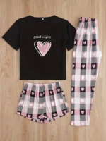 Conjunto de pijama estampado con corazones - Imagen 3