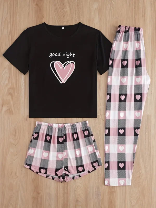 Conjunto de pijama estampado con corazones - Image 3