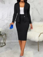 Conjunto elegante de blazer y falda para mujer