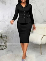 Conjunto elegante de blazer y falda para mujer - Imagen 4