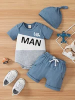 Conjunto de verano para bebé varón con estampado - 3 piezas