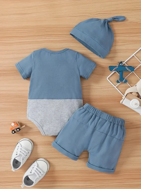 Conjunto de verano para bebé varón con estampado - 3 piezas - Image 2