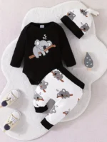 Conjunto de body de manga larga de algodón para bebé