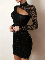 Vestido de manga larga con cuello alto