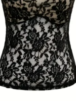 Blusa semi-transparente de encaje sólido - Imagen 4