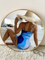 Traje de baño de una pieza con cordón de bloque - Imagen 2