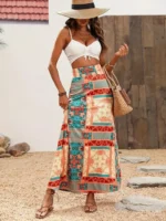 Falda de cintura alta con estampado tribal - Imagen 4