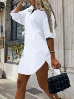 Vestido camisero con cierre de botones - Imagen 4