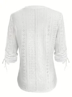 Blusa con ojales en V y botones - Imagen 10