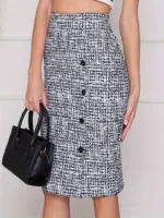 Falda lápiz con botones y abertura - Imagen 3