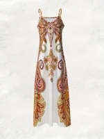 Vestido largo sin mangas con estampado paisley y escote en V - Imagen 3