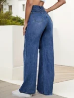 Jeans casuales de corte suelto y cintura alta - Imagen 6