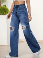 Jeans casuales de corte suelto y cintura alta - Imagen 5