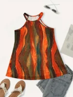 Blusa sin mangas con cuello halter y estampado de rayas - Imagen 3